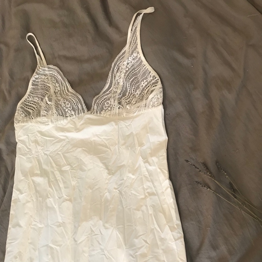 Calvin Klein Sheer Lace Bust White Slip